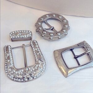 Rhinestone Antique Silver Buckle Set